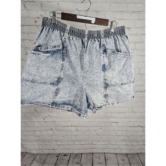 Vtg Boca Chica High Rise Acid Wash Scrunched Elastic Waist Shorts Pockets 18 - Picture 1 of 9